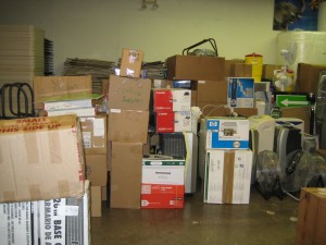 Returned equipment and supplies from one of the smaller closed camps