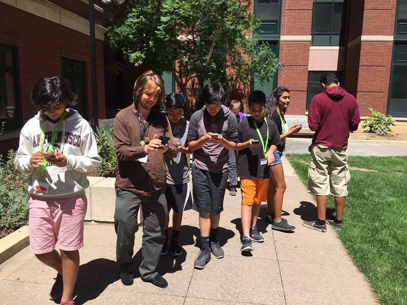 iD Tech students play Pokemon go at camp